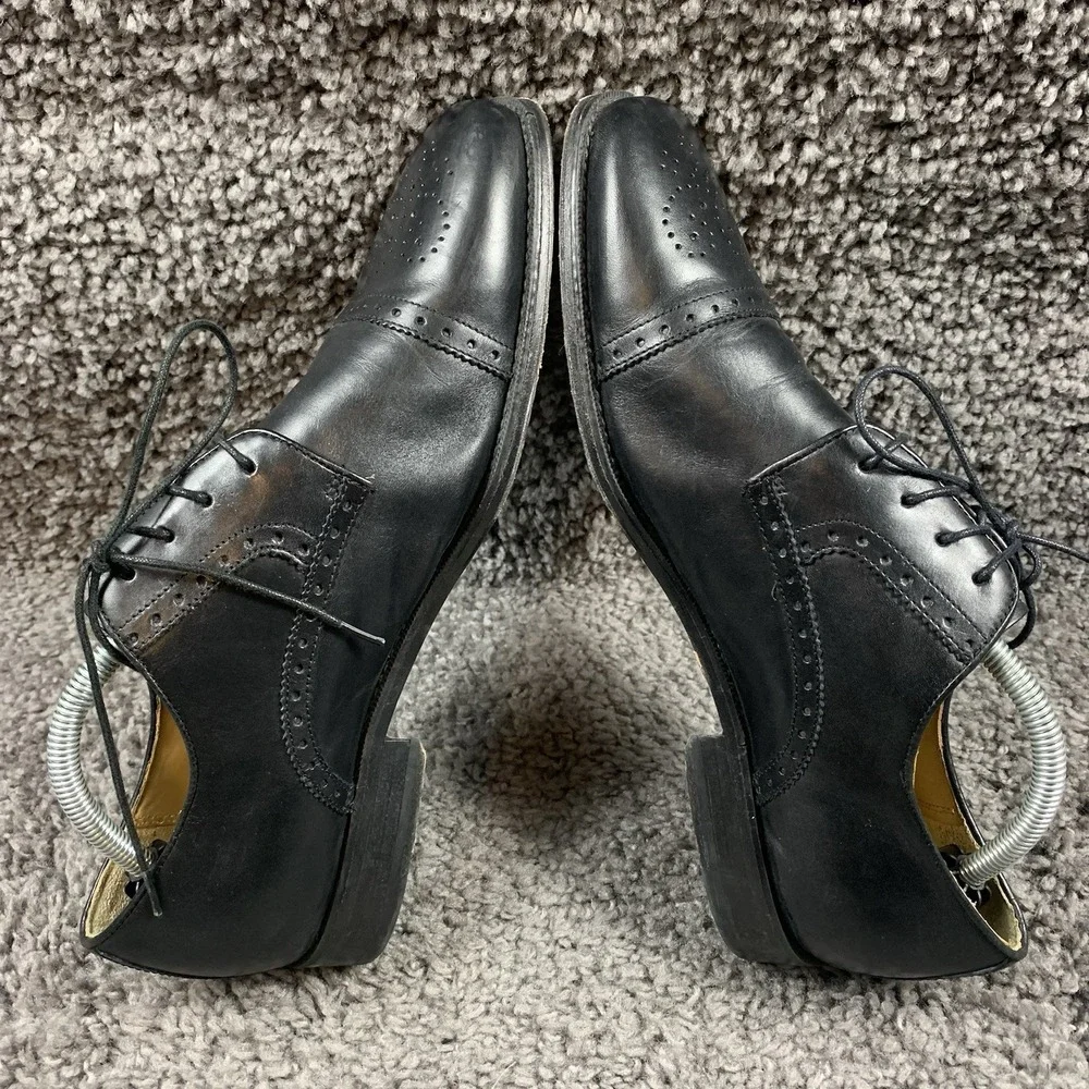 Brass Boot Men's 10 M Black Leather Dress Cap Toe Shoes